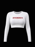 Blusa Crop Top Manga Larga Mujer ANTICOMUNISTA
